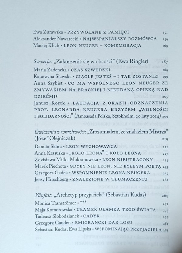 Aleksander Fiut Gry międzyludzkie Leona Neugera - spis treści