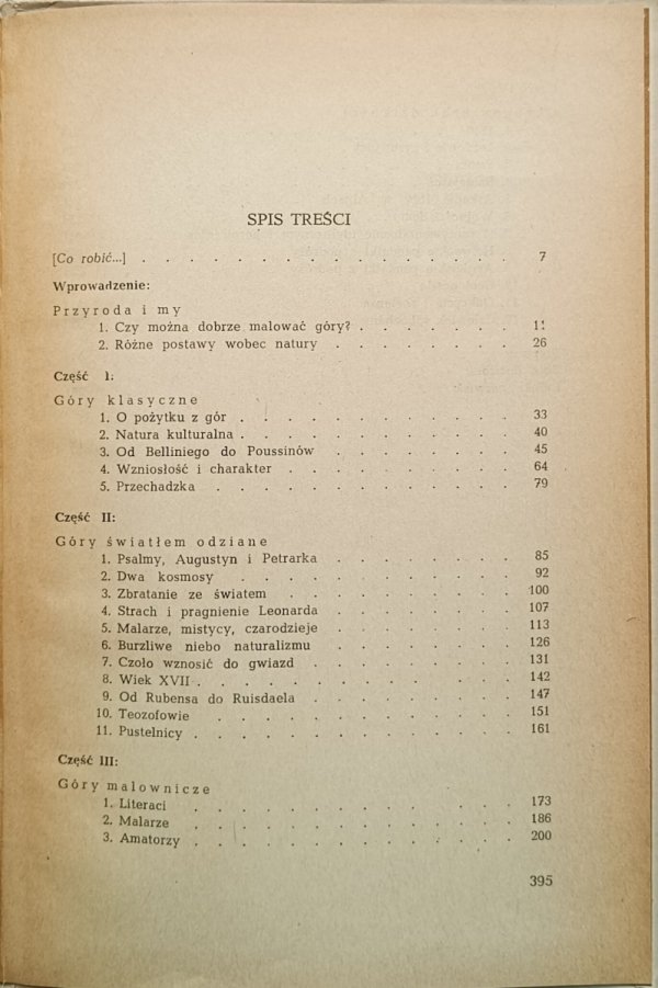 Jacek Woźniakowski - Góry niewzruszone. O różnych wyobrażeniach przyrody w dziejach nowożytnej kultury europejskiej - spis treści