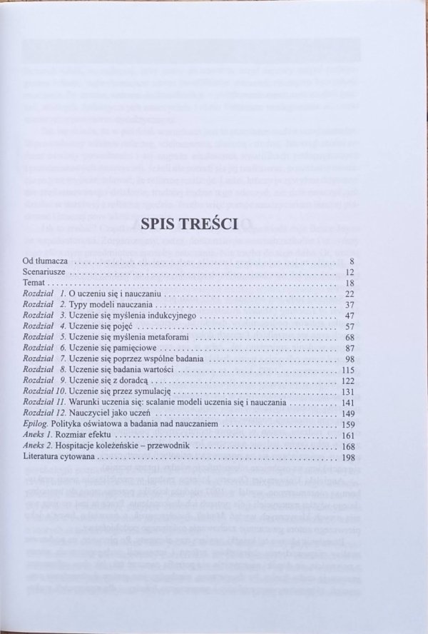 Bruce Joyce • Przykłady modeli uczenia się i nauczania - spis treści