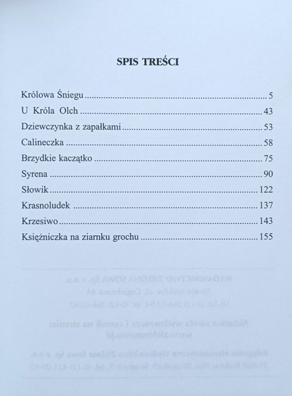 Hans Christian Andersen • Baśnie - spis treści