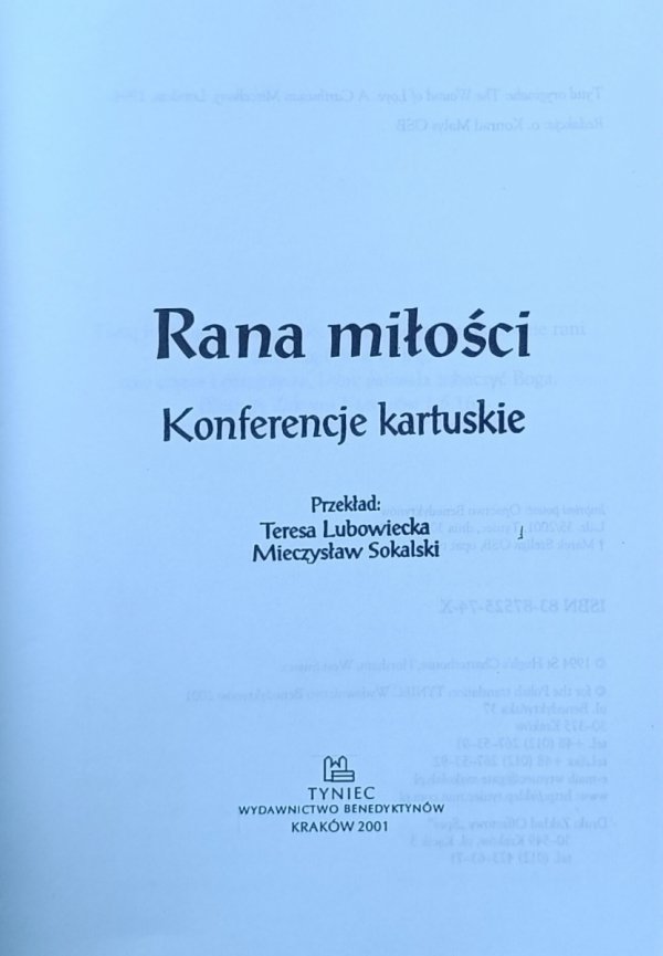 Konrad Małys • Rana miłości. Konferencje kartuskie