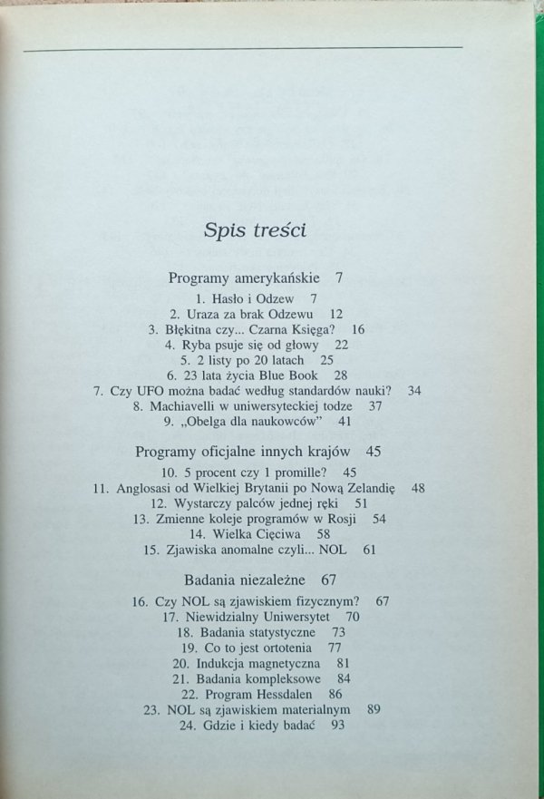 Lucjan Znicz  UFO - próba oceny - spis treści