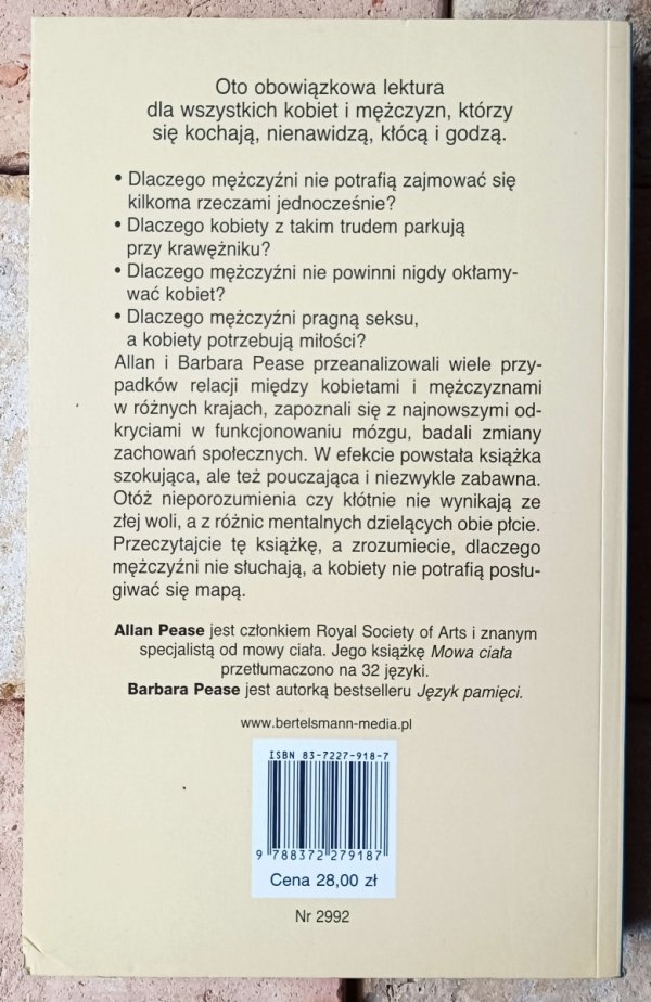 Barbara Pease, Allan Pease • Dlaczego mężczyźni nie słuchają, a kobiety nie umieją czytać - okładka