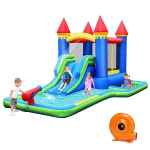 Nadmuchiwany plac zabaw - zamek z basenem i zjeżdżalnią