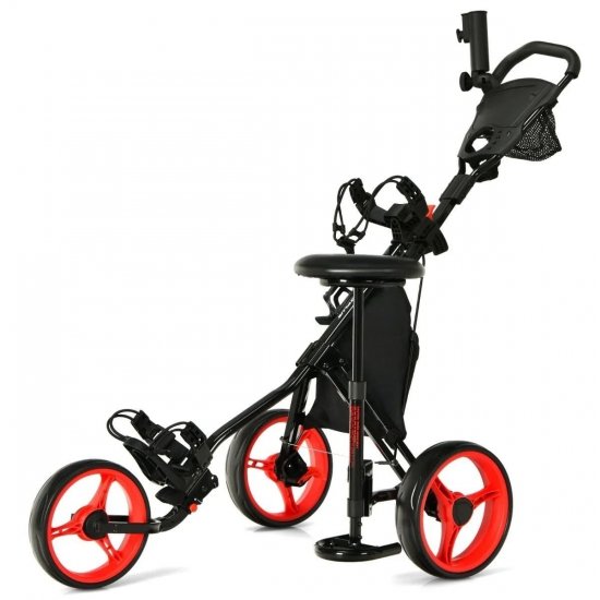  3-kołowy składany wózek golfowy z regulowanym uchwytem COSTWAY