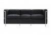 Sofa trzyosobowa SOFT LC2 czarna - włoska skóra naturalna, metal
