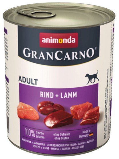 Animonda GranCarno Adult Rind Lamm Wołowina + Jagnięcina puszka 800g