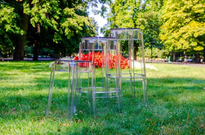 Krzesło barowe CHARLES 76 transparentne - poliwęglan