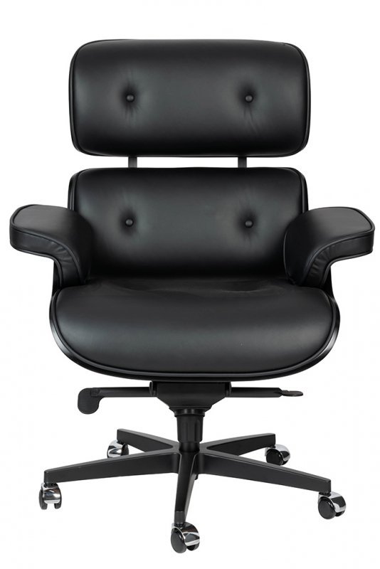 Fotel biurowy LOUNGE GUBERNATOR czarny - heban, skóra naturalna, podstawa czarna