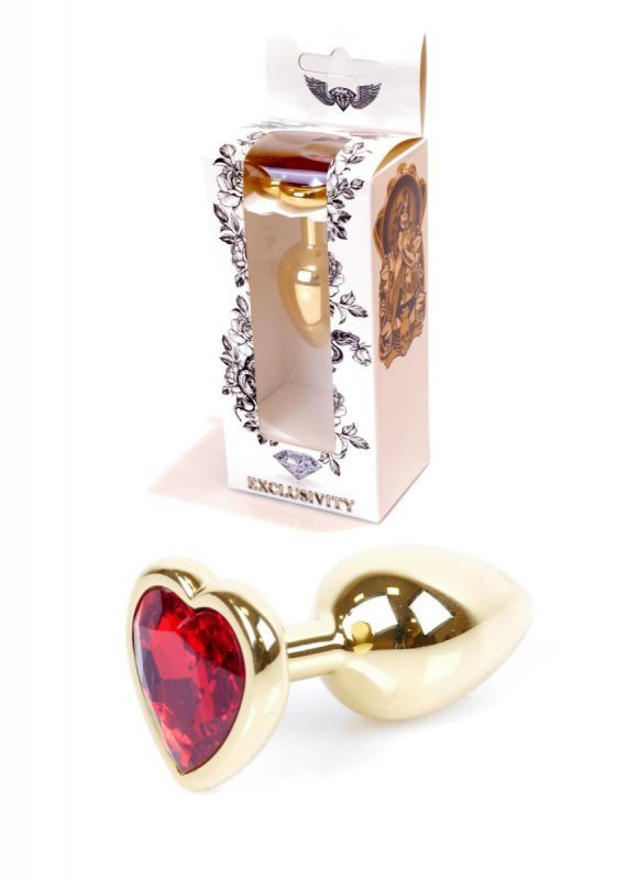 Plug-Jewellery Gold  Heart PLUG- Red