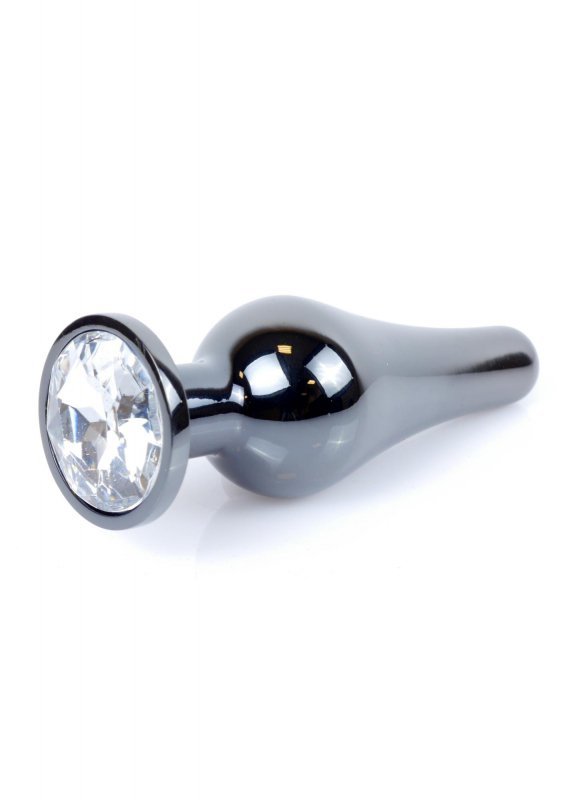 Plug-Jewellery Dark Silver BUTT PLUG- Clear
