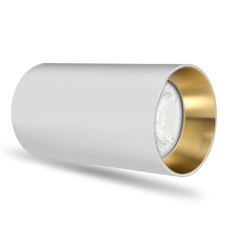 Oprawa natynkowa / tuba Maclean, punktowa, okrągła, aluminiowa, GU10, 55x100mm, kolor biały/złoty, MCE458 W/G
