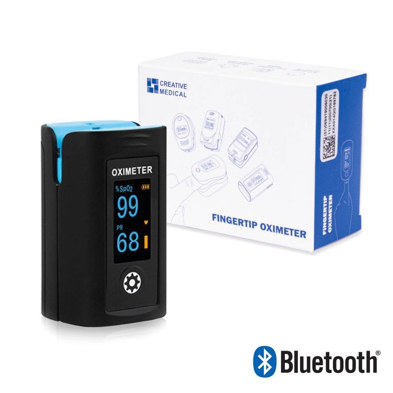 Pulsoksymetr Creative PC60FW Bluetooth i Alarm Odporny na upadki i zachlapania, z systemem niwelującym wpływ ruchu na wynik pomi