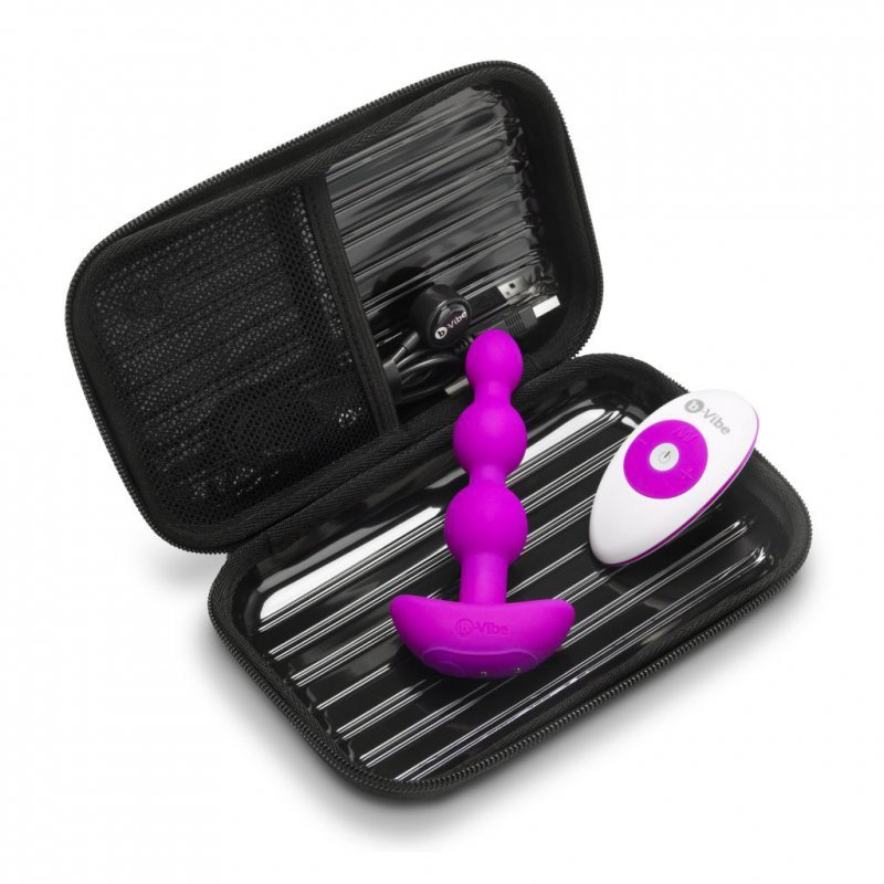 Koraliki analne wibrujące - B-Vibe Triplet Fuchsia