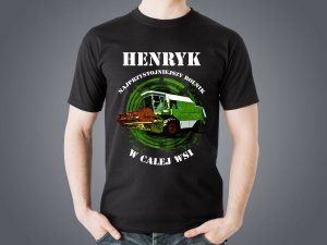 Koszulka czarna personalizowana męska Najprzystojniejszy rolnik w całej wsi 2 - Studioix.pl