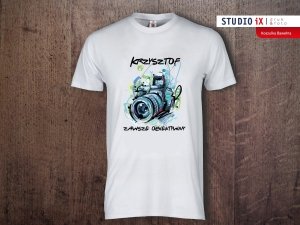 Koszulka biała personalizowana Zawsze obiektywny - Studioix.pl