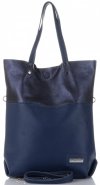 Kožené kabelka shopper bag Vittoria Gotti tmavě modrá V6538