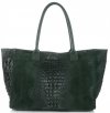 Kožené kabelka kufřík Genuine Leather lahvově zelená 80042