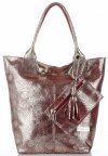 Kožené kabelka shopper bag Vittoria Gotti stříbrná V6141