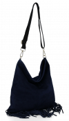 Kožené kabelka listonoška Vittoria Gotti tmavě modrá B3