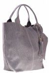Kožené kabelka shopper bag Genuine Leather světle šedá 555