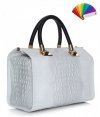 Elegantní kožený kufřík  s motivem Aligator světle šedý
