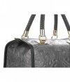 Kožené kabelka kufřík Genuine Leather šedá 214E