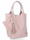Kožené kabelka shopper bag Vittoria Gotti pudrová růžová B22