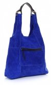Kožené kabelka shopper bag Genuine Leather modrá 8023