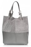 Kožená kabelka exkluzivní Shopper bag Světle šedá