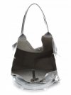 Kožené kabelka shopper bag Genuine Leather stříbrná 555