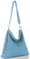 Kožené kabelka listonoška Vittoria Gotti světle modrá V5576