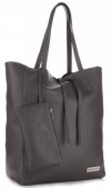 Kožené kabelka shopper bag Vittoria Gotti šedá V775