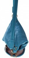 Kožené kabelka batůžek Genuine Leather tyrkysová 6010