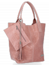 Kožené kabelka shopper bag Vittoria Gotti růžová B15