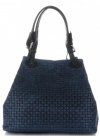 Kožené kabelka shopper bag Vittoria Gotti tmavě modrá V80047