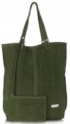 Kožené kabelka shopper bag Vittoria Gotti zelená V22