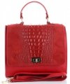 Kožené kabelka kufřík Genuine Leather červená 295
