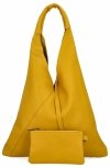 Italská Kožená Kabelka Shopper Bag s Malou Kosmetickou Taštičkou 5820S Žlutá