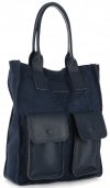 Bőr táska shopper bag Vittoria Gotti tengerkék V27A