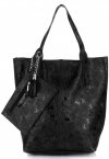 Bőr táska shopper bag Genuine Leather fekete 555