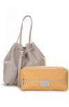 Bőr táska shopper bag Genuine Leather világosszürke 1158