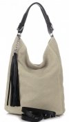 Bőr táska shopper bag Genuine Leather bézs G100