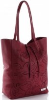 Bőr táska shopper bag Vittoria Gotti bordó V299F