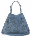 Bőr táska shopper bag Vittoria Gotti kék V8913