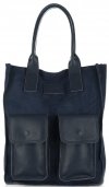 Bőr táska shopper bag Vittoria Gotti tengerkék V27A