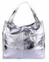 Bőr táska shopper bag Vittoria Gotti ezüst V9
