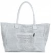 Bőr táska kuffer Genuine Leather világosszürke 80042