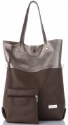 Bőr táska shopper bag Vittoria Gotti barna V6538