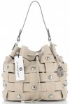 Bőr táska shopper bag Vittoria Gotti bézs V5867